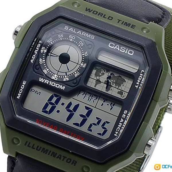 Casio 10年電 軍用色 9成新少載 無花企理