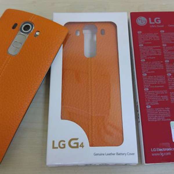 全新原廠韓製LG G4 CPR-110 橙色真皮電池背蓋 適合F500 H815 H818 H815T, H818N, H...