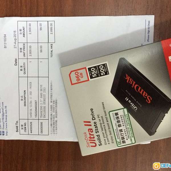Sandisk Ultra II 960GB SSD 有單有盒15年8月27日買