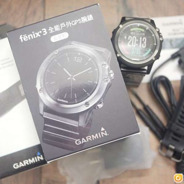 GARMIN fenix 3 藍寶石 全能戶外 GPS 腕錶 繁體中文 連心跳帶 行貨保養至2016年9月