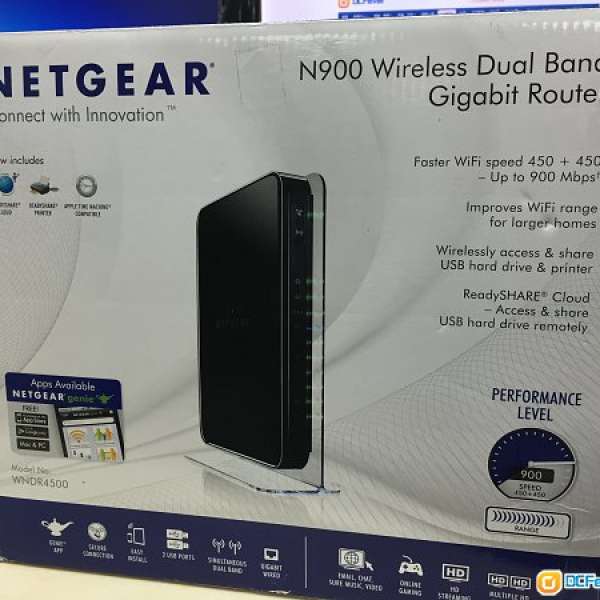 99% 新 Netgear N900 Wireless Dual Band Gigabit Router - WNDR4500