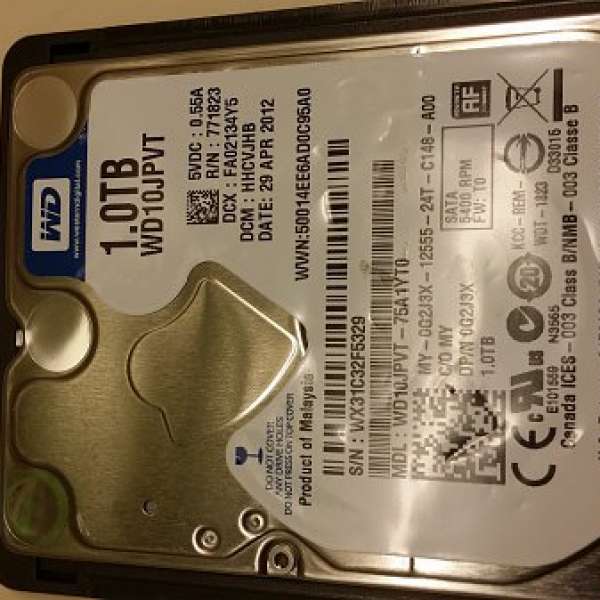 WD Scorpio Blue WD10JPVT 1 TB 2.5" hard drive
