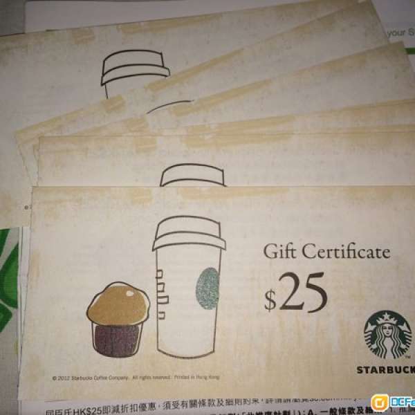 Starbucks $25 coupon 星巴克 2張