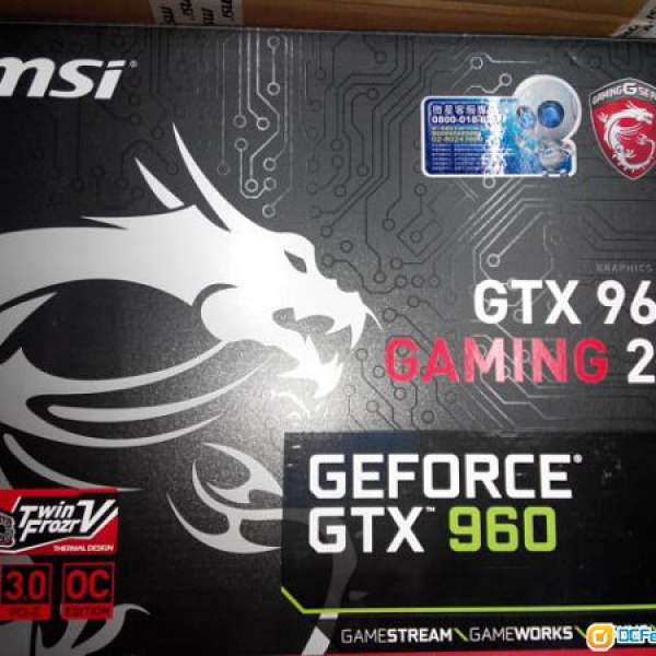 全新盒裝MSI GTX960 GAMING 2G DDR5