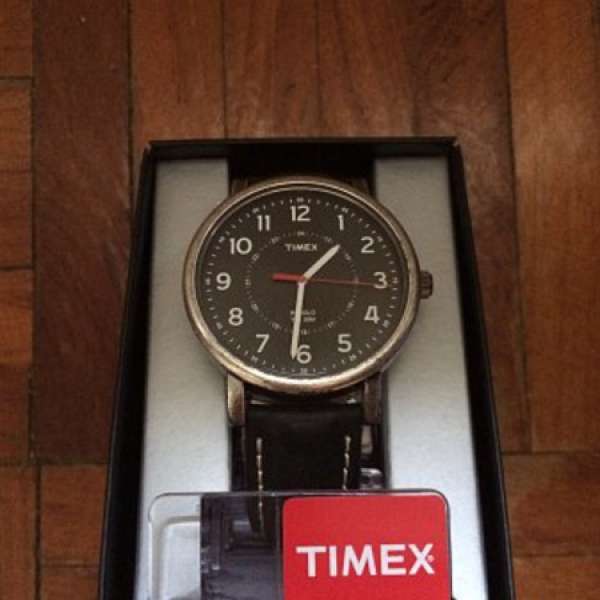 Timex-石英錶-牛皮錶帶-復古仿舊銀色-95%新-FullSet有單有保養