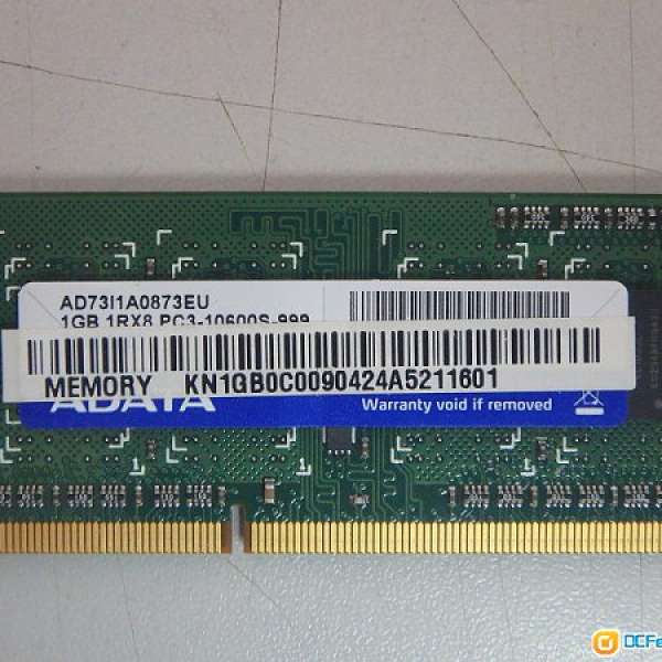 1 x ADATA DDR3 PC3-10600s 1GB Notebook Ram