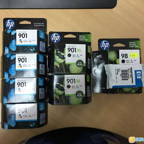 HP901 彩色4盒 黑色XL 2盒 HP98 1盒 全新未開封