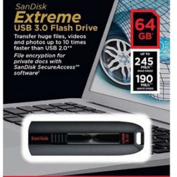 (19NOV) SanDisk Extreme USB 3.0 64GB 超高速手指 CZ80 (讀寫:245/190MB/s) 終身保養