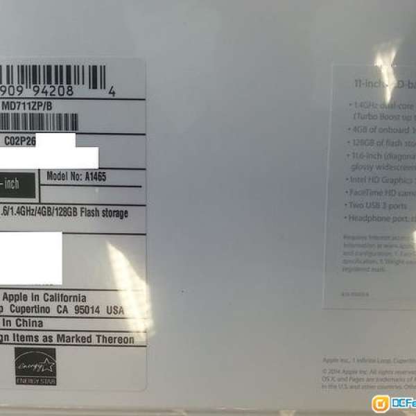 Apple MacBook Air 11吋 (128GB) (全新行貨,未拆合)
