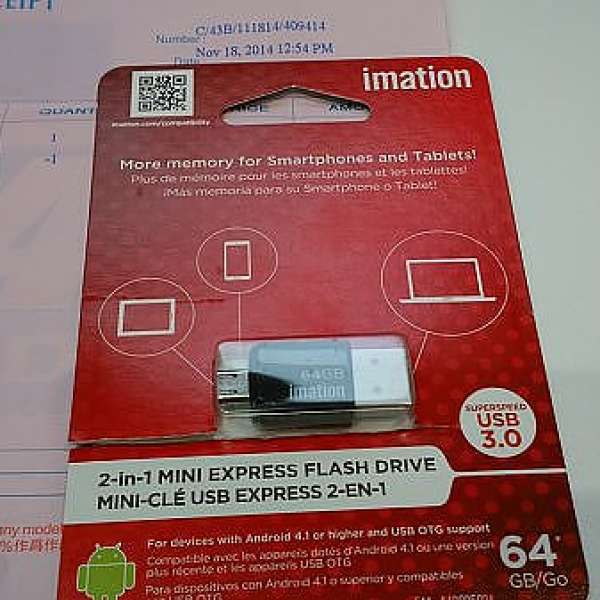 Imation 64GB OTG USB 手指手机及電腦共享資料 99% NEW
