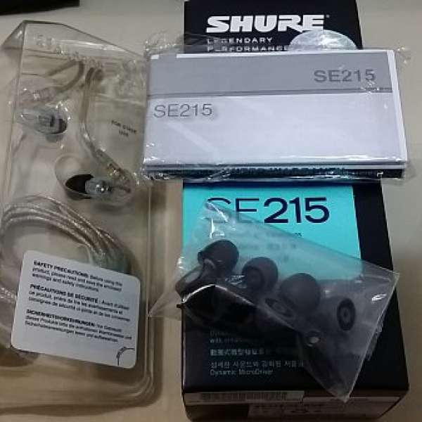 99%新 行貨 Shure SE 215 透明 入耳式 換線耳機耳筒