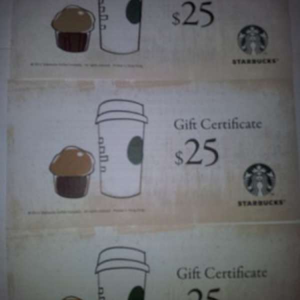 Starbucks Coupon 3 x $25
