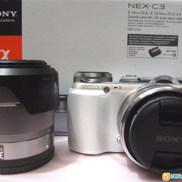 9成新 Sony NEX C3 相機18-55mm & 16mm F2.8 Kit (白色)