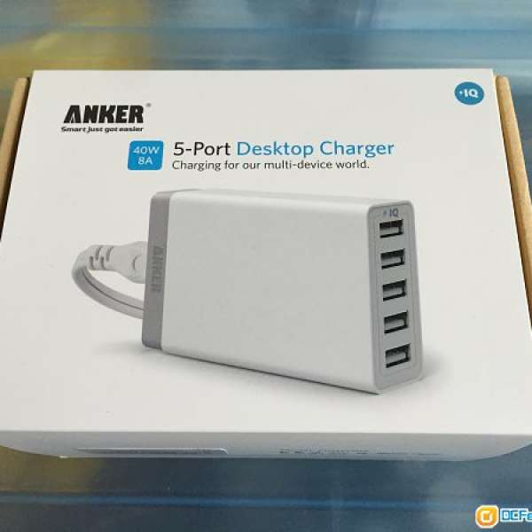 Anker 40W 8A 5-Port 快速 充電器 平板 手機 合用 白色