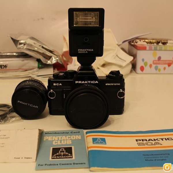 收藏品級全套Praktica BCA連Pentacon 50.8 28/2.8鏡頭 原廠配件 閃光燈