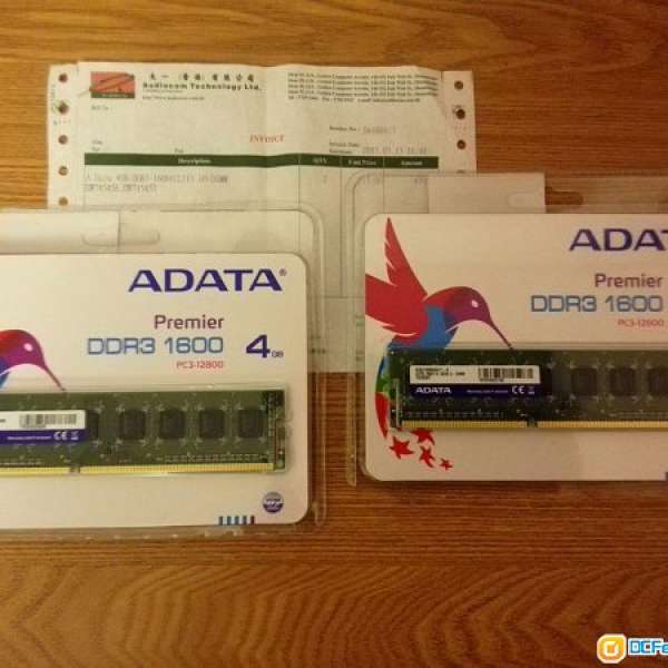 全新ADATA DDR3 1600 Premier 4G 2條