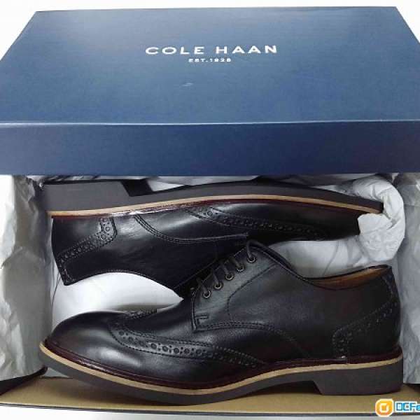 COLE HAAN 100％ new男裝黑色正裝皮鞋 Phinney Wing Oxford