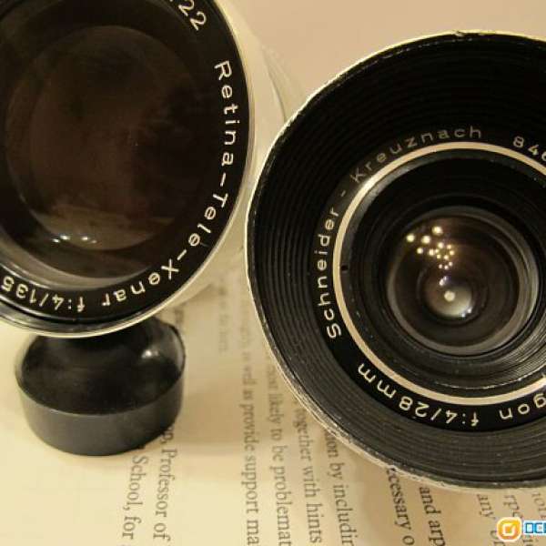 放二支白銀德鏡Schneider curtagon 28mm f4及Xenar 135mm f4全DKLmount鏡=$2000