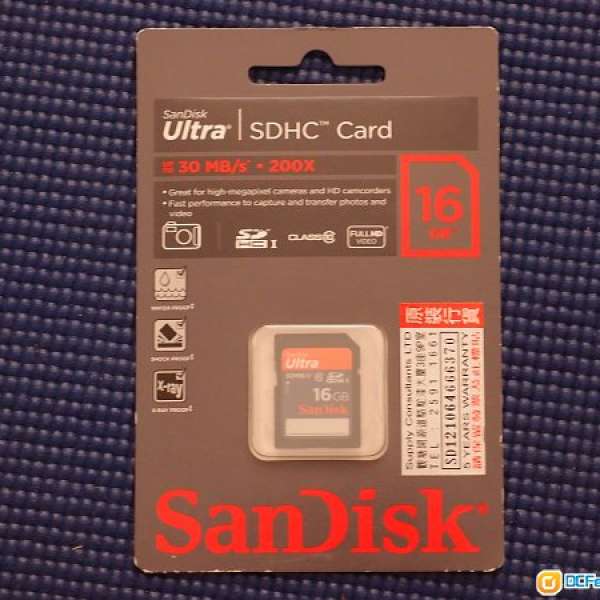 全新 SanDisk Ultra SDHC 16GB C10 30MB/s