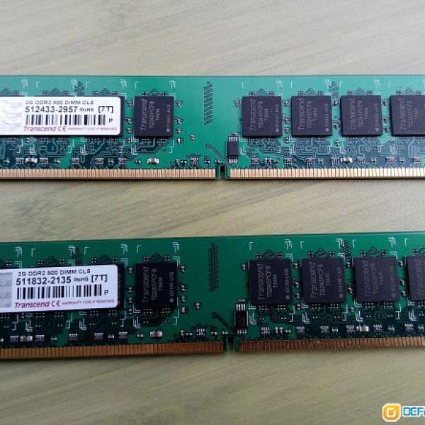 代理永久保養 Transcend DDR2 800 2GB x 2 CL5 RAM, 共 4GB，可行 Dual Channel 銅...