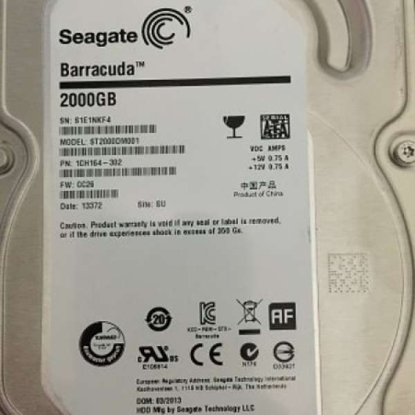 出售:Seagate ST2000DM001 3.5" 2TB