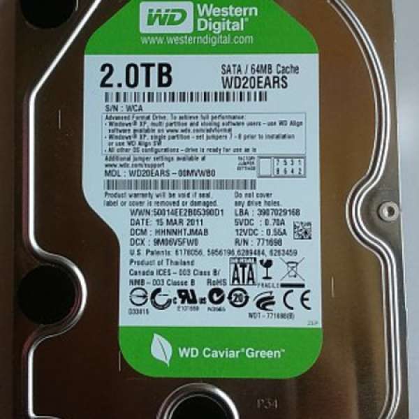 WD 2TB Hard Disk (WD20EARS)