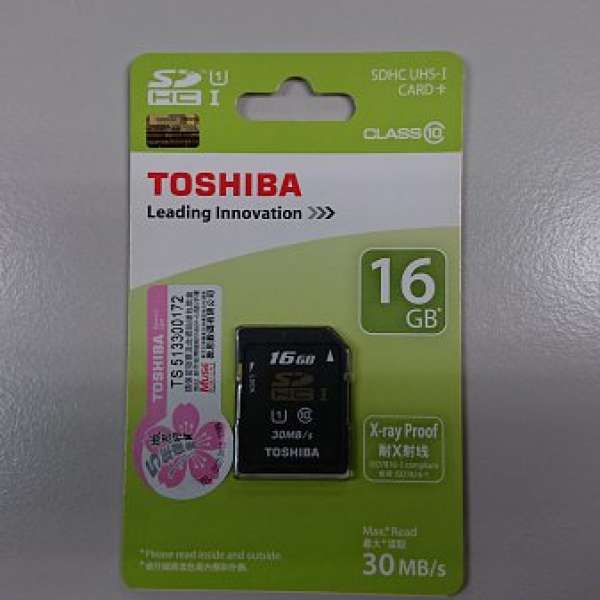 全新 Toshiba 東芝 16GB SDHC Card