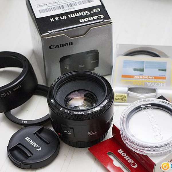 Canon EF 50f1.8II w hood & filter, Like new...