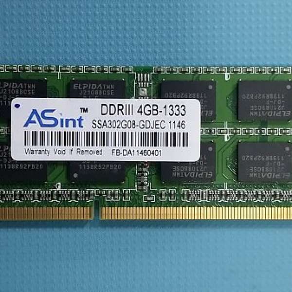 ASint 4GB DDR3 1333 Notebook Ram