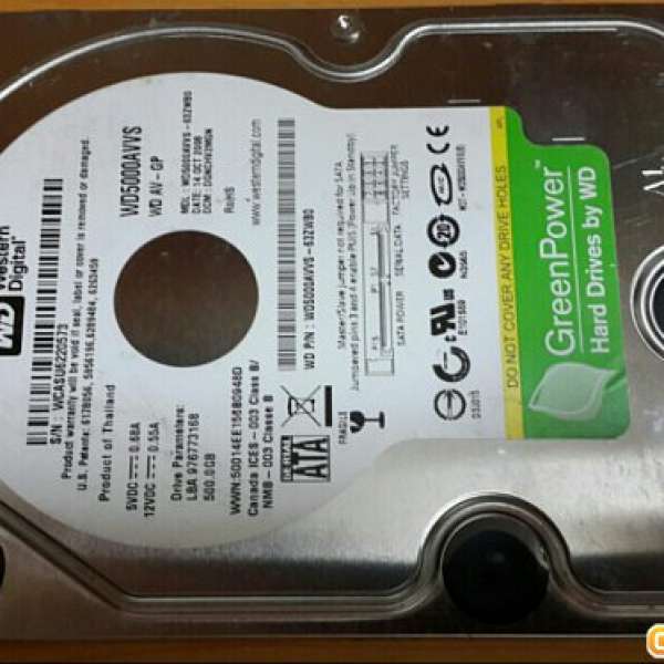 WD Green Power 500GB HD product of Thailand 合bt下載