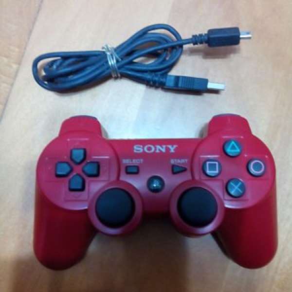 PS3 原裝紅色手制連原裝 USB 線 (九成九新)