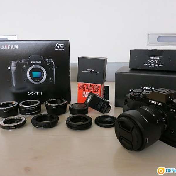 (FS)Fuji X-T1 body , 18-55 lens, Fuji M mount adaptor & Hand grip, etc