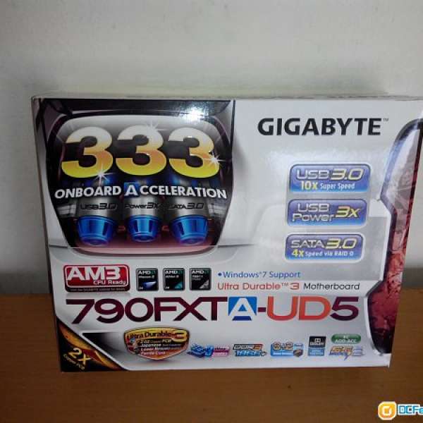 盒裝GIGABYTE AM3底板 (MODEL:GA-790FXTA-UD5) 連背板 配件 (100% WORK)