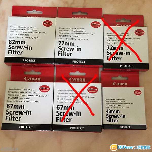 canon 67, 77, 82, 43 mm filter protector 濾鏡，保護鏡 99% 新,
