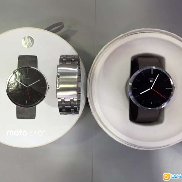 Motorola Moto 360 水貨 銀色 *99 %new ! 有盒配件全套齊，連鋼錶帶 ！