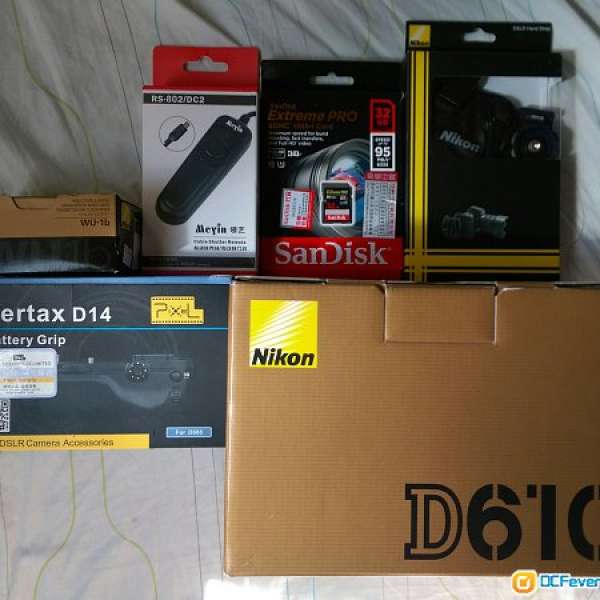 nikon D610 + WU-1b + vertax battery grip + sandisk sdhc 32 ... Package