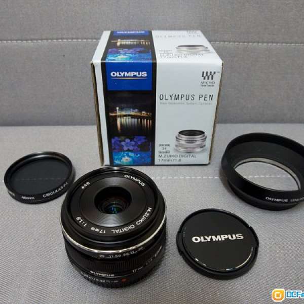 Olympus M.Zuiko 17mm f1.8 Black 95% new ＋CPL＋原廠Hood