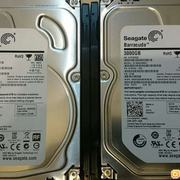 2隻 Seagate 3TB 3000GB hard disk