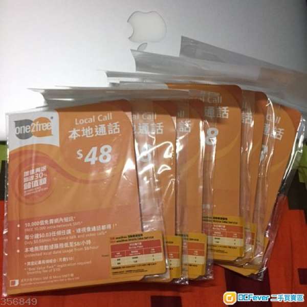 出售香港one2free 電話卡 儲值咭 上網卡 面值$48 現售$28/1張 $80/3張
