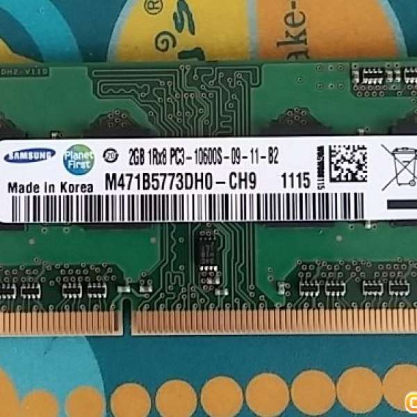 Samsung PC3-10600 (DDR3-1333) 2GB 筆記本電腦 RAM