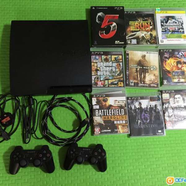 PS3 slim (黑色),160GB，90%全新，100正常運作，連9雙遊戲