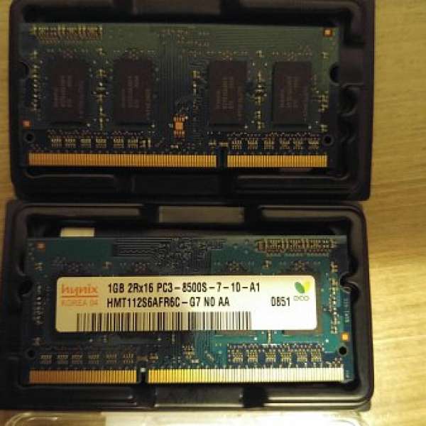 Hynix 1GB DDR3 1333 NOTEBOOK NB SO-DIMM RAM 兩條 --- 包郵