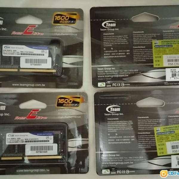 大量 全新原封 Notebook RAM TEAM 4GB DDR3L 1600MHz