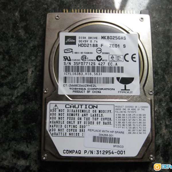 Toshiba 80GB 2.5” IDE Hard Disk