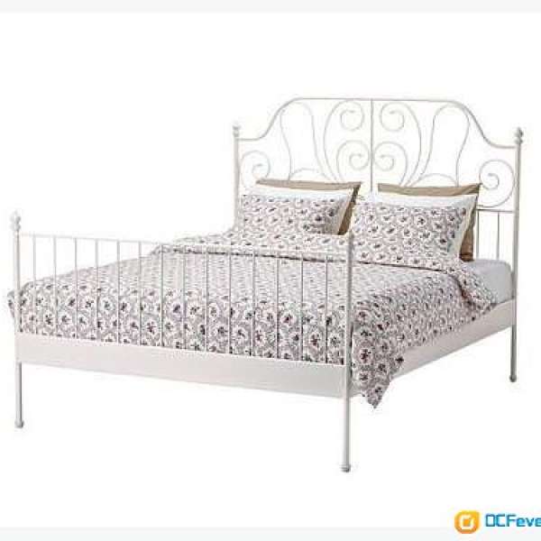 IKEA LEIRVIK Queen size bed 雙人床 双人床架, 白色