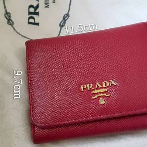 PRADA 桃紅色短銀包