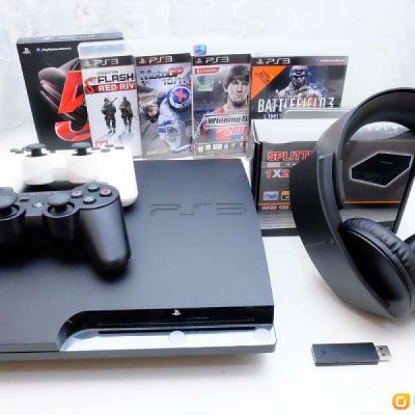 PS3+5games+耳機+HDMI1開2全套