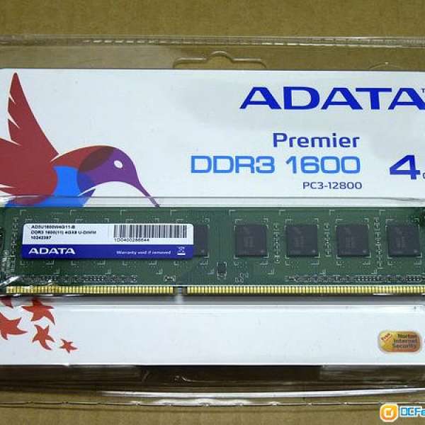 99% New A-Data DDR3 1600 4GB x 2 單面 RAM
