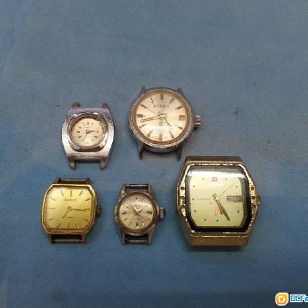已損壞 機械手錶五隻,只售HK$180(不議價,請看描述)