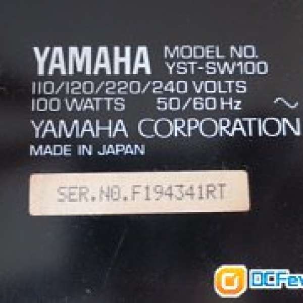 YAMAHA Model No.YST-SW100 超低音喇叭